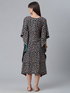 Ahalyaa Crepe Black Digital & Foil Floral Printed Kaftan