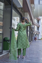 Joban Fashion Green Cotton Premium Pure Viscose Print Dola With Handwork Kurta set