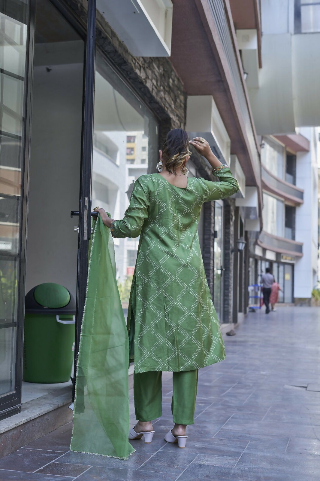 Joban Fashion Green Cotton Premium Pure Viscose Print Dola With Handwork Kurta set