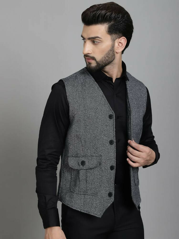 Even Apparels Solid Waistcoat - Grey