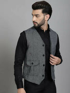 Even Apparels Solid Waistcoat - Grey