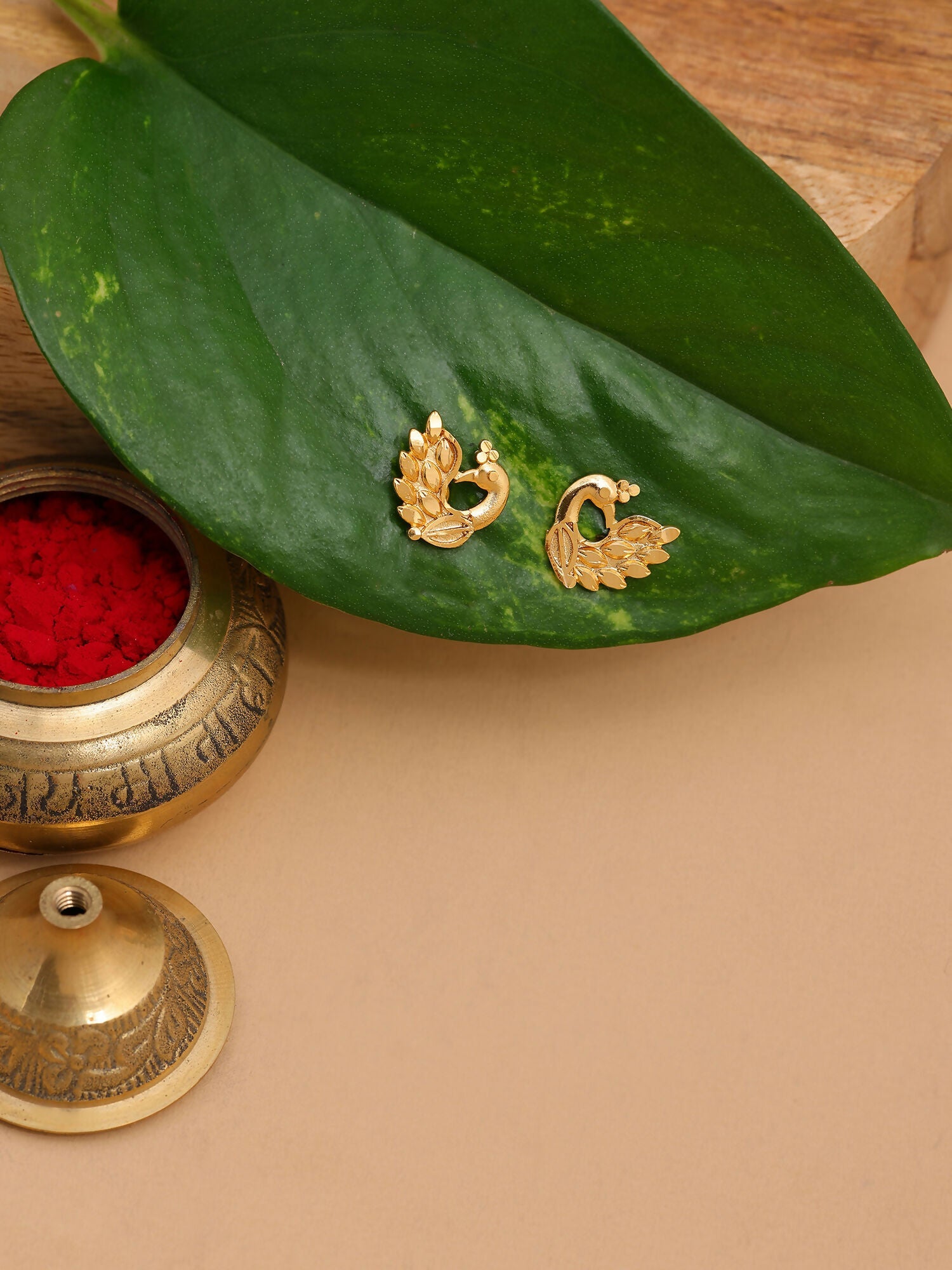 Ruby Raang Gold Peacock Earrings - Distacart