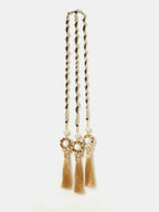 Ruby Raang Gold Gota Pati Work And Black Thread And Mirrors With Gold Stones & Pearls