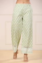 Juniper Women's Green Cambric Printed Straight Kurta Sets - Distacart