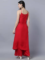 Myshka Women Red High Slit Kurta with Palazzos With Dupatta - Distacart