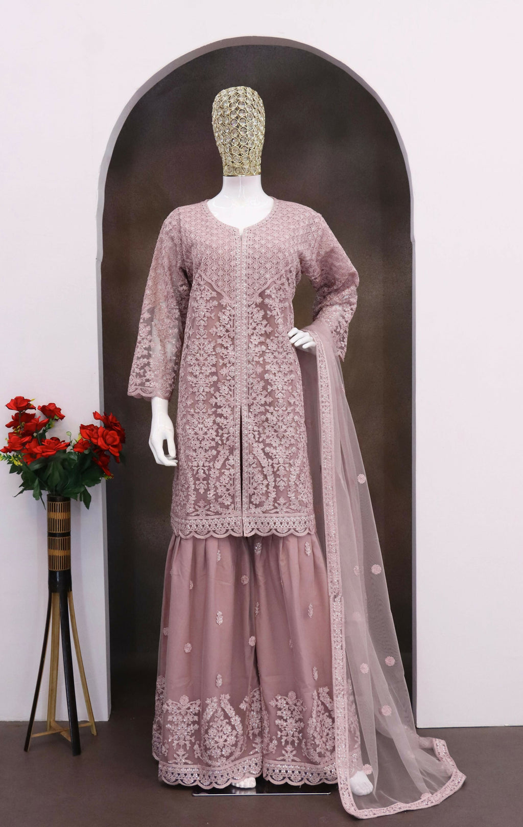 Anaita Purple Heavy Net Readymade Suit with Embroidery & Sequence Work - Distacart
