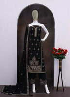 Anaita Black Chinon Silk Stitched Suit with Embroidery & Sequence Work - Distacart