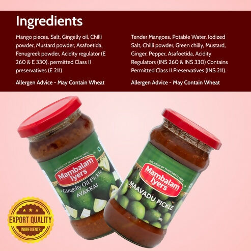 Mambalam Iyers Avakkai Pickle & Maavadu Pickle Combo