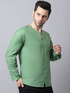 Even Apparels Green Pure Cotton Round Neck Slit Men's Kurta - Distacart