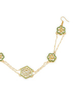 Gold-Plated White Kundan-Studded Pearl Beaded Hair Band - Ruby Raang - Distacart