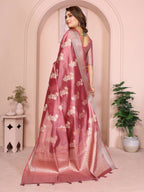 Aastha Fashion Dusty Rose Soft Organza Silk Weaving Saree - Distacart