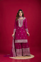 Joban Fashion Rani Kurta Set Silk Sequins , Zari, Coding & Thread Embroidered work - Distacart