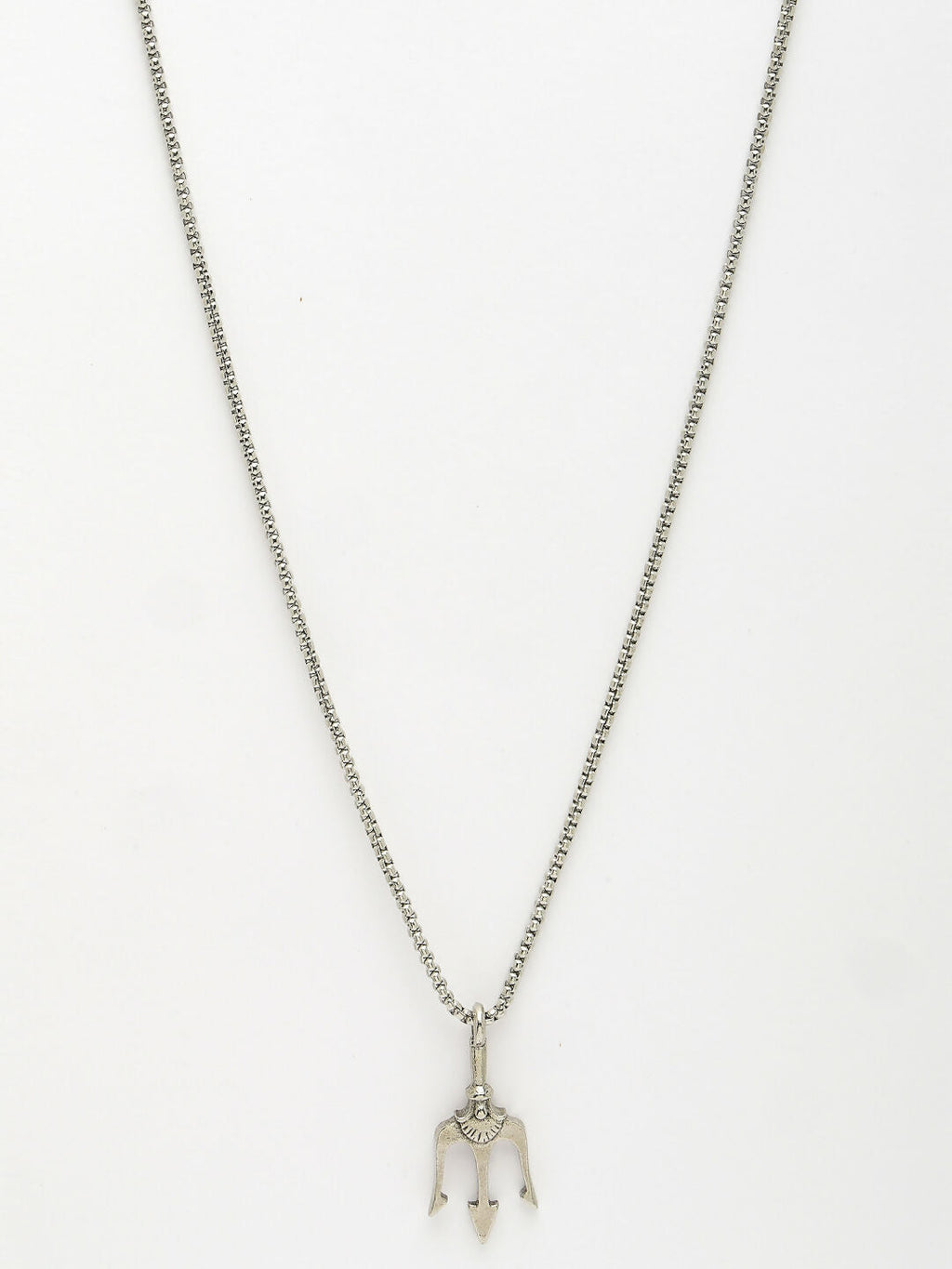 NVR Men's Silver-Plated Stainless Steel Geometric Charm Pendant With Chain