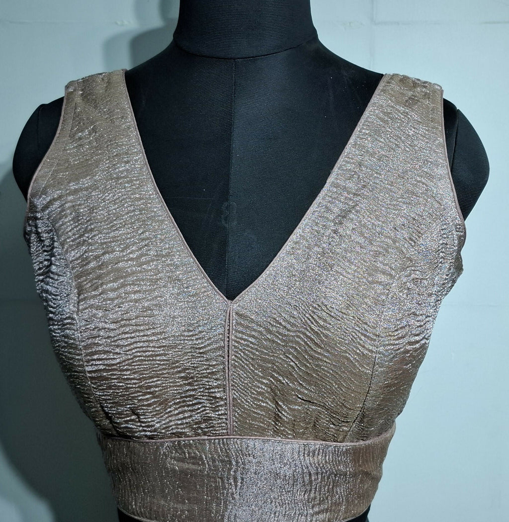 Kia Fashions Dusty Pink Crush Tissue Self Design Readymade Blouse - Distacart