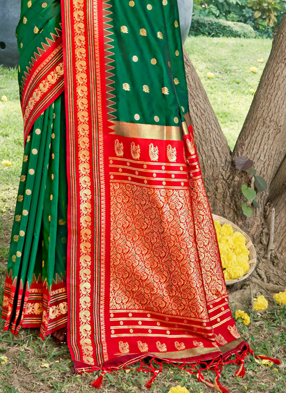 Shree Shyam Fashion Green Soft Silk Saree - Distacart