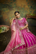 House of Panchhi Pink Pure Silk Moti & Zarkan heavy embroidery Lehenga choli & Dupatta