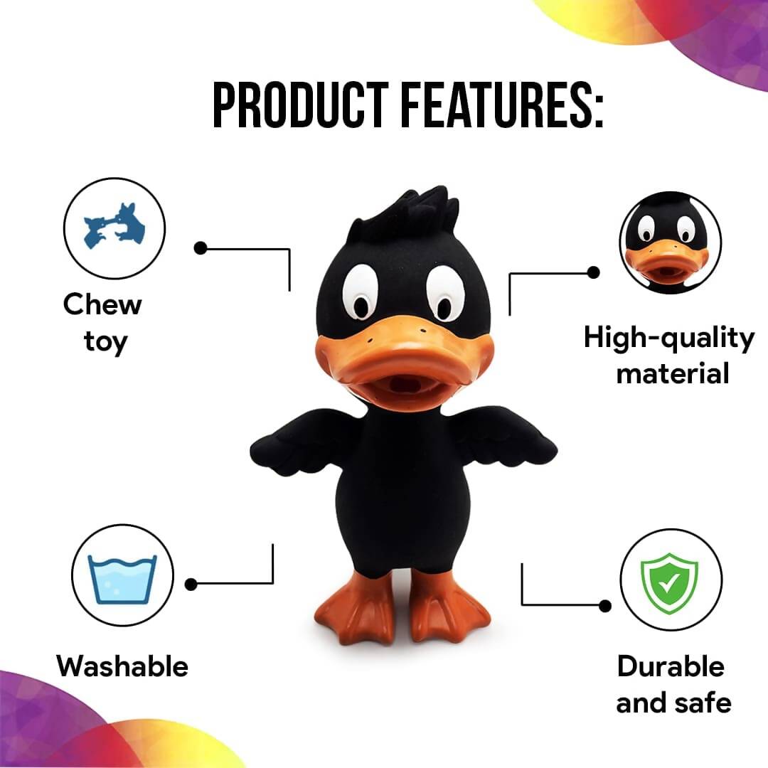 Goofy Tails Latex Dog Toys Duck - Black