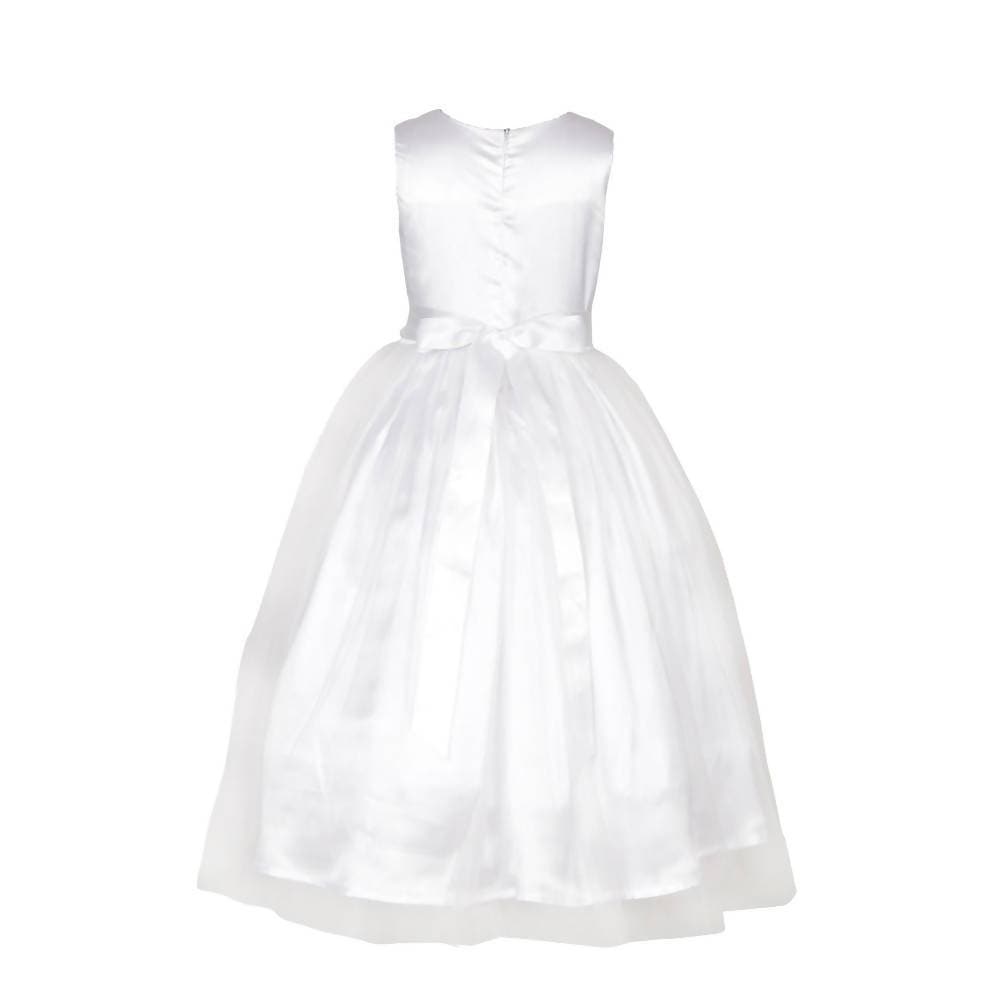 Asmaani Baby Girl's White Satin A-Line Maxi Full Length Dress (AS-DRESS_22001)