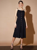 Myshka Women Black Geometric Dresses - Distacart