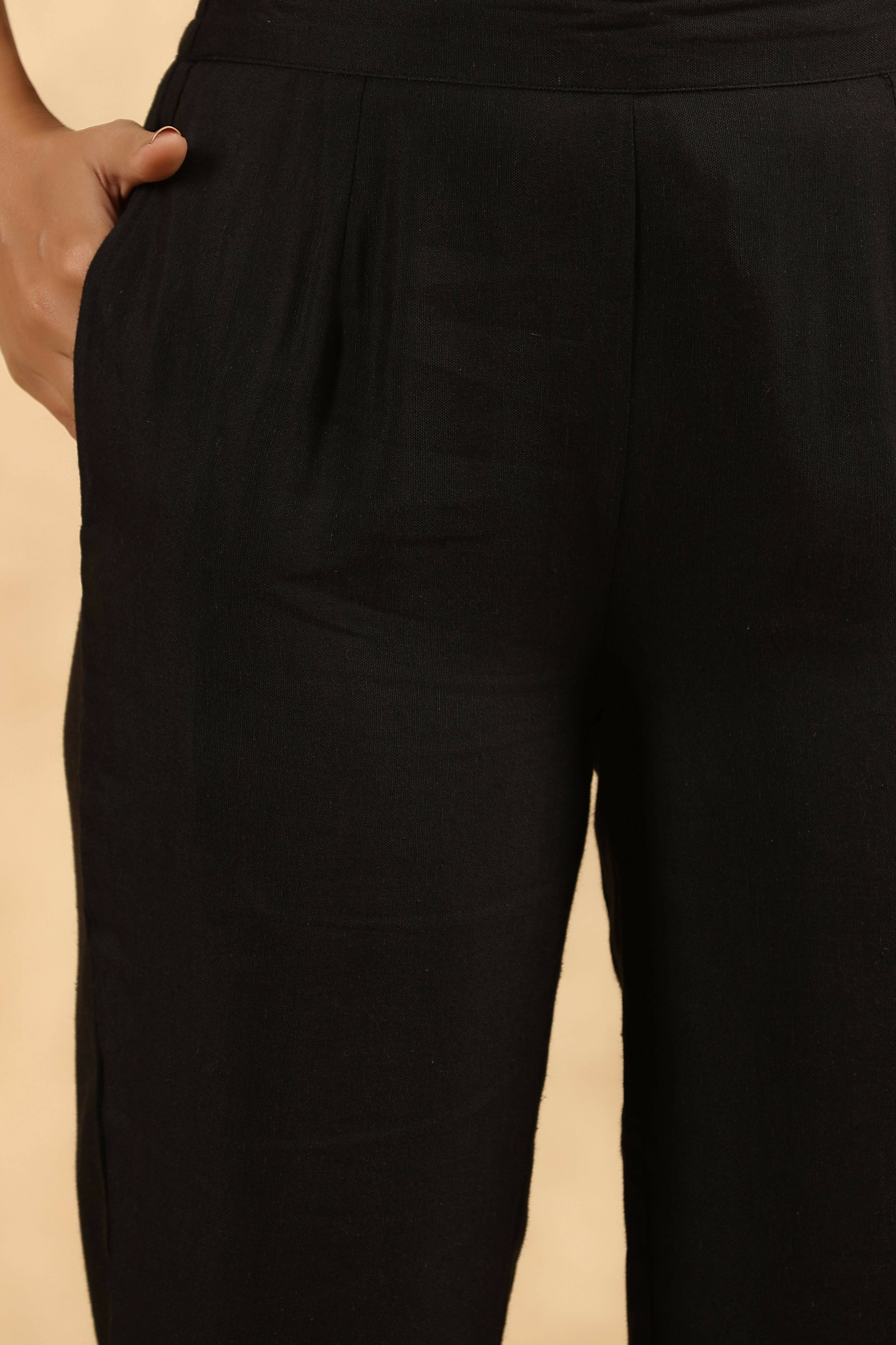 Juniper Women's Black Rayon Flex Solid Straight Pant - Distacart