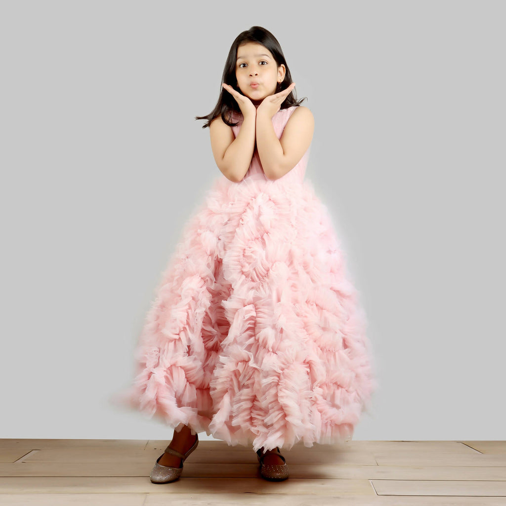 Pink Cow Fashions Old Rose Gown With Frill Ghera
