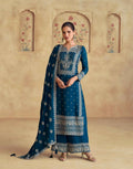 Vastranavya Teal Chinon Silk Embroidered Sequins Pakistani Straight Plaazo Suit
