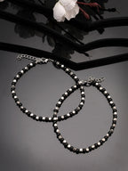 NVR Women's Evil Eye Black & Silver Anklets - Distacart