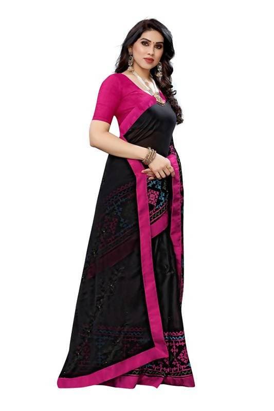 Vamika Black Chiffon Emboridered Saree (SUIDHAGA BLACK)