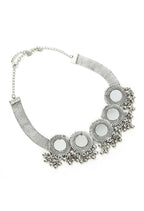 Mominos Fashion Johar Kamal Silver-Plated Brass Finish Mirror Work Women Choker - Distacart