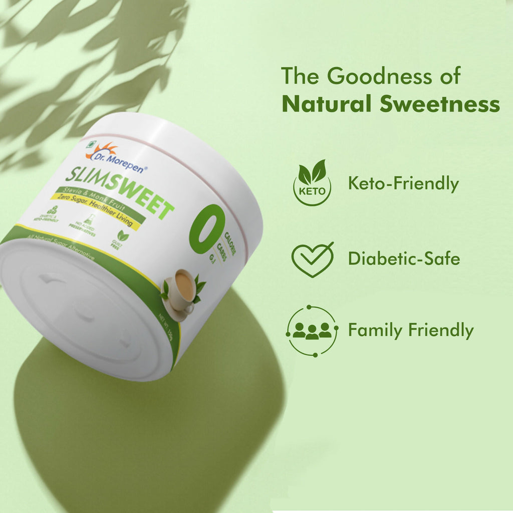 Dr. Morepen Slimsweet Natural Sugar Substitute with Stevia & Monk Fruit - Distacart