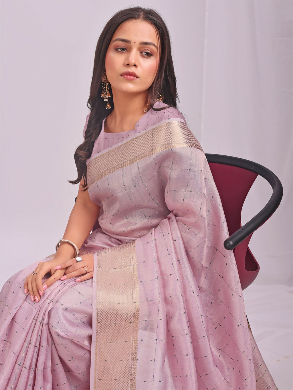 Shree Shyam Fashion Organza Light Pink Saree - Distacart