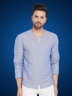 Even Apparels Men's Pure Cotton Blue Kurta