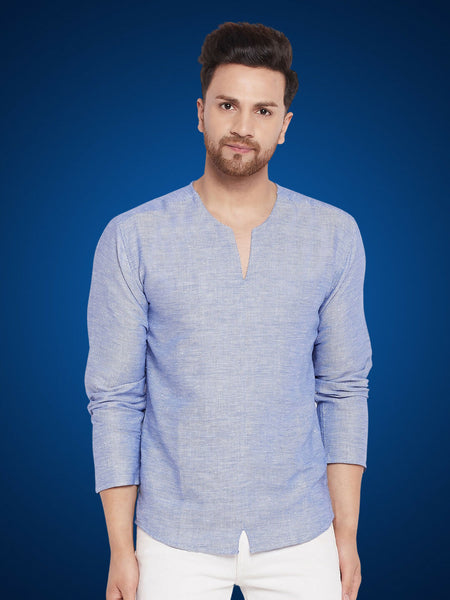 Even Apparels Men's Pure Cotton Blue Kurta