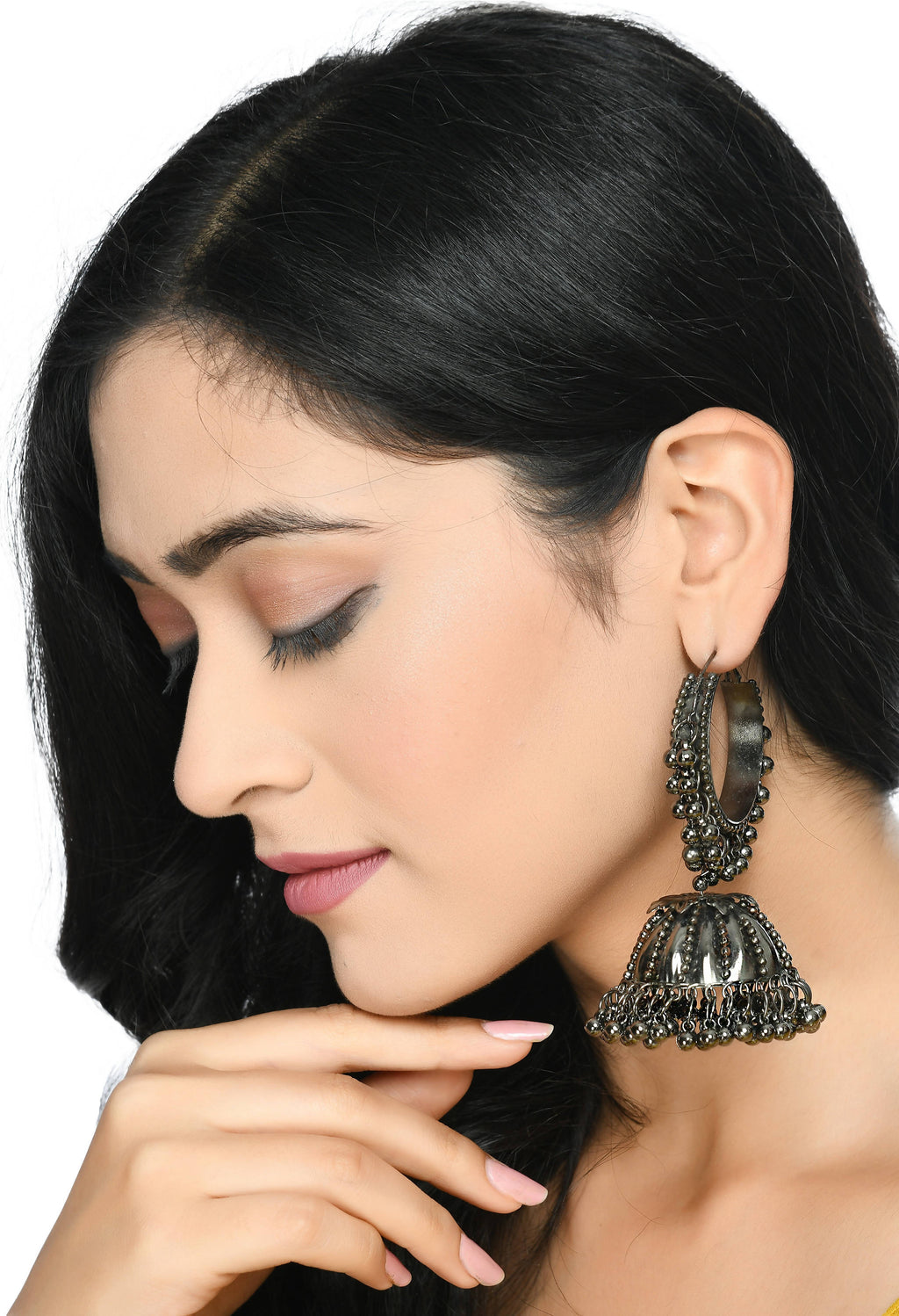 Mominos Fashion Johar Kamal Oxidised Black-Plated With Ghungroo Jhumkas - Distacart