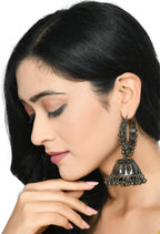 Mominos Fashion Johar Kamal Oxidised Black-Plated With Ghungroo Jhumkas - Distacart