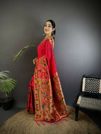 Joban Fashion Red Paithani Soft Silk Meenakari Saree - Distacart