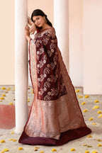Joban Fashion Coco Brown Banarasi Soft Pure Handloom Banarasi Silk Saree