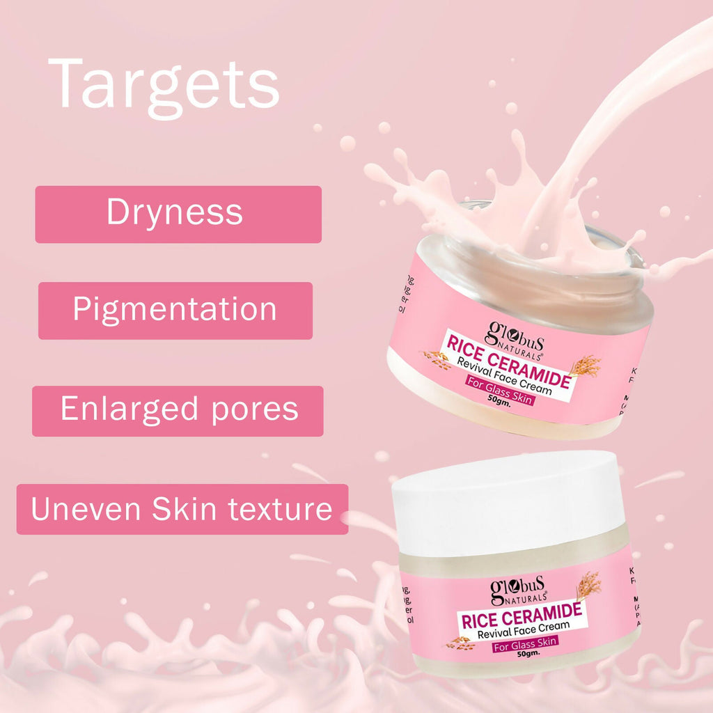 Globus Naturals Rice Ceramide Revival Face Cream, For Korean Glass Skin - Distacart