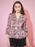 Myshka Women's Multi Printed V-Neck Top