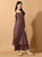 Myshka Women's Mauve Solid Party Kurta Sets