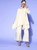 Ahalyaa Women Off White Colour Crepe Printed Top Palazzo Set - Distacart