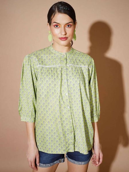 Myshka Women Green Ethnic Motifs Tops