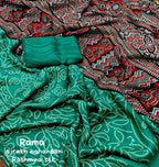 Green Silk Blend Ajrak Saree with Unstitched Blouse - Hiral Fashion