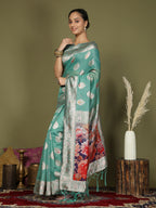 Shree Shyam Fashion Linen Cotton Rama Green Saree - Distacart
