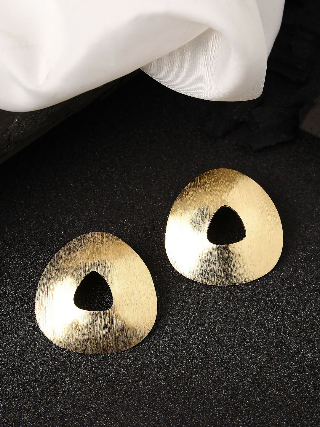 NVR Women Gold-Plated Alloy Triangular Drop Earrings - Distacart
