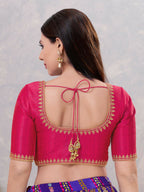 Joban Fashion Women Silk Dark-Pink Stitched Blouse
