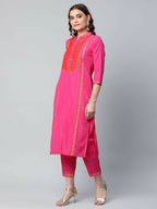 Ahalyaa Womens Pink Crepe Printed Kurtas - Distacart