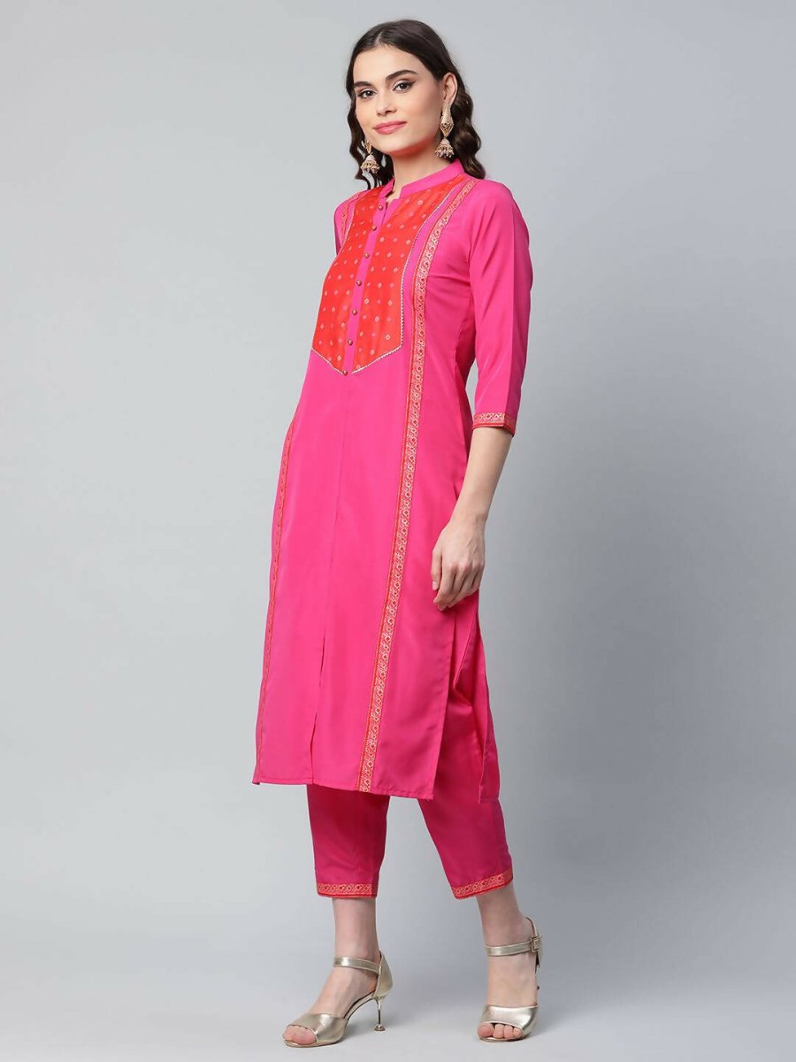 Ahalyaa Womens Pink Crepe Printed Kurtas - Distacart