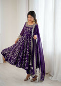 Teeya Creation Purple Color Heavy Faux Georgette Embroidery Work Gown - Distacart