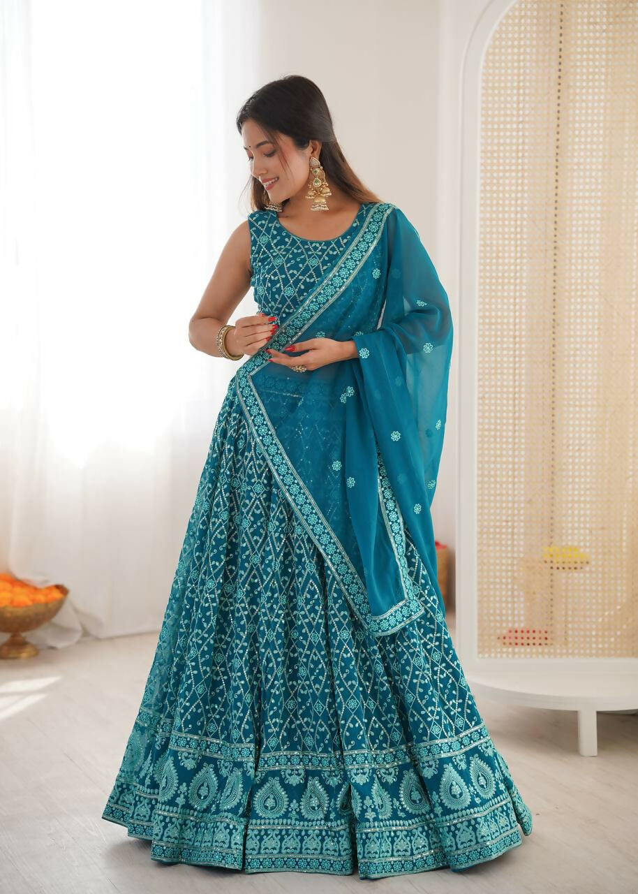 Lehenga Mart Designer Indian Wedding Lehenga Choli-Blue - Distacart